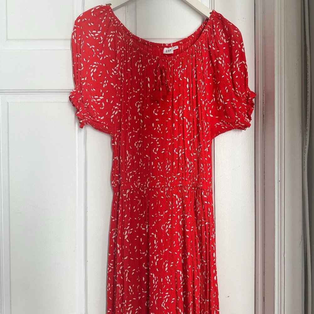 GAP Red Floral Peasant Dress, Small